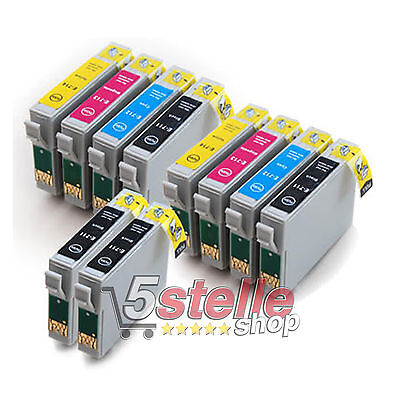 Kit 10 Cartucce Per Stampante Epson Stylus Sx218 Sx 218 Nero + Colore
