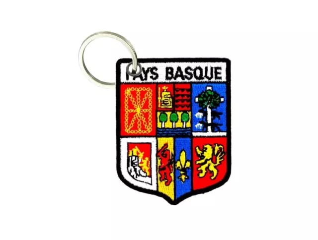 Porte cle cles clef brode patch ecusson drapeau blason basque euskadi herria