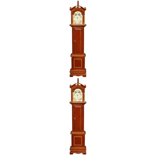 2 Pc Dollhouse Grandfather Clock Children Decor Mini Furniture