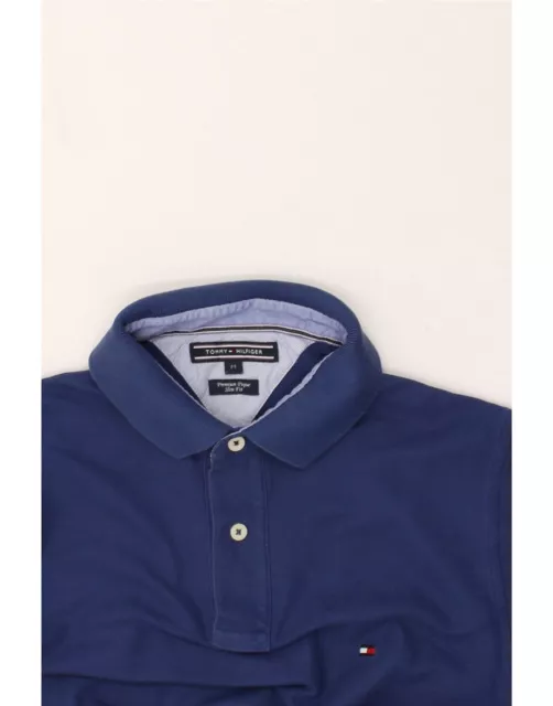 TOMMY HILFIGER Mens Slim Fit Polo Shirt Medium Navy Blue Cotton AU03 3