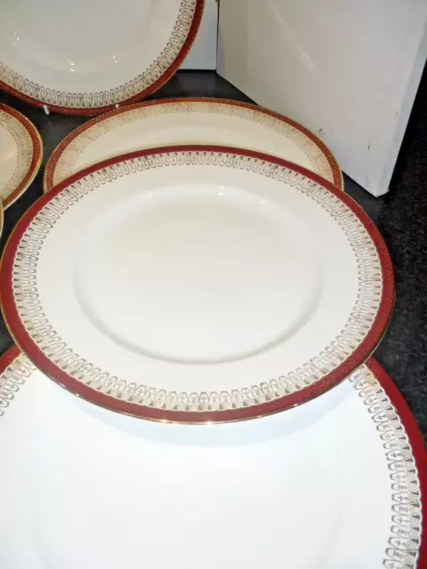 Vintage Royal Grafton Red Majestic 7x Dinner Plates 10.75" 2