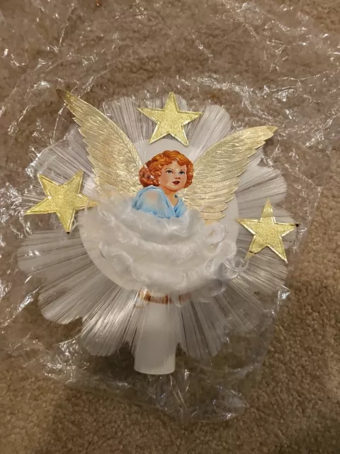 Vintage 1940-50'S National Tinsel Mfg. Co Spun Glass Die-Cut Angel Treetopper