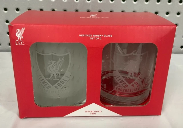 Liverpool FC Official Football Gift Whiskey Vodka Tumbler Glass X 2 NEW