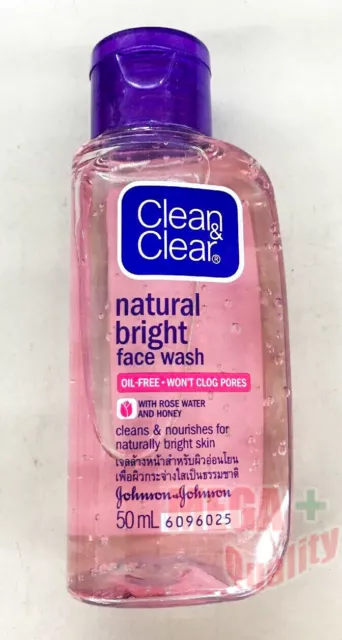 Clean and Clear Natural Bright Face Wash Oil Free Rose Honey Cleansing Gel 50ml.