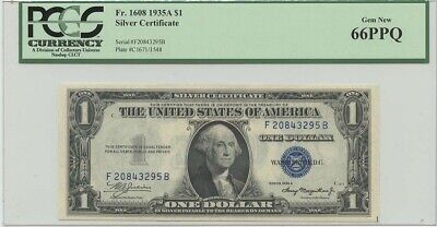 1935A $1 Silver Cert FR#1608 PCGS 66 Gem New PPQ