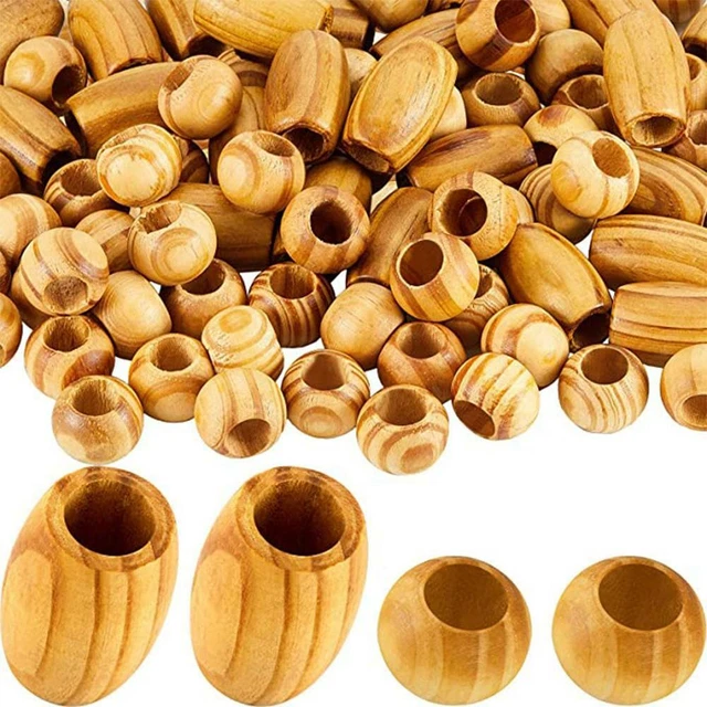 100PCS Natural Wood Large HoleS Wooden Beads For Macrame European Craft P3G7