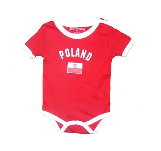 Poland  Baby Bodysuit Infant/Toddler Cotton Soccer Futbol Jersey Flag T-Shirt