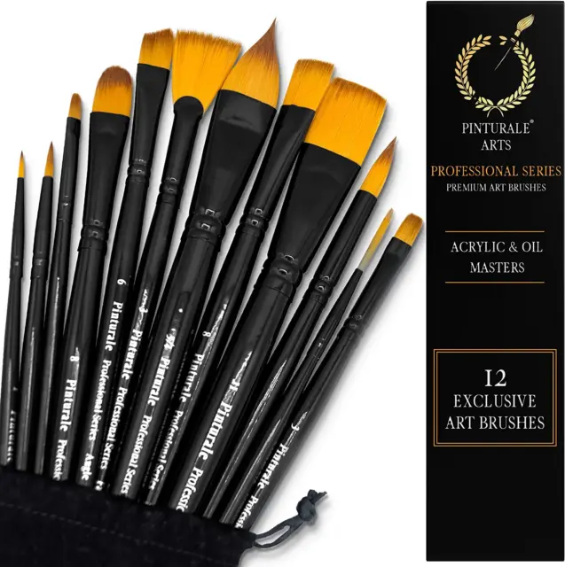 Pinturale Pennelli per Dipingere Acrilico | Acrylic & Oil Masters | Set Di 12 Pe