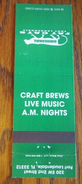 Fat Cats Brewery Brew Pub Matchbook Matchcover (Fort Lauderdale, Florida) -E1 2
