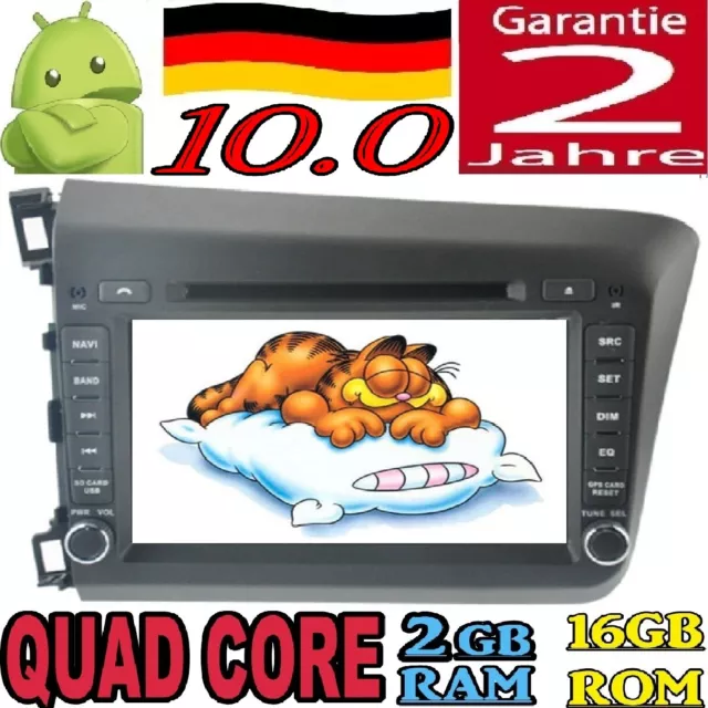 Android 10.0 Honda Civic 2012-2014 Auto Radio Dvd Gps Wifi Car Canbu 4G Car 2Gb