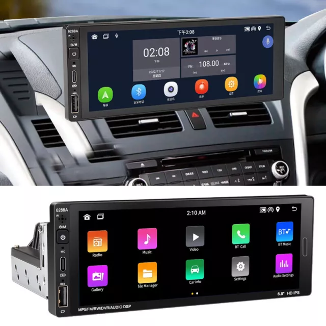 6.9'' Single Din Car Stereo Bluetooth FM MP5 Carplay Android Multimedia Player