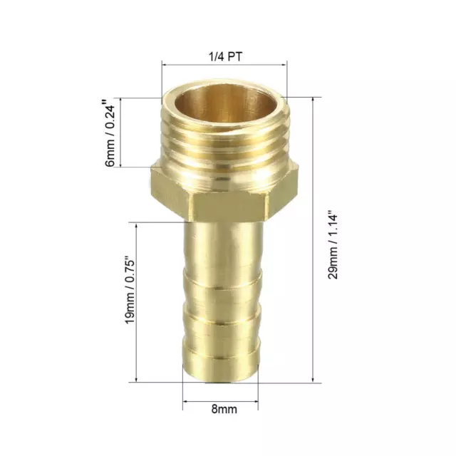 manguera púas latón adaptadores conector 8mm púasxtubo macho 1/4pt 5pz 2