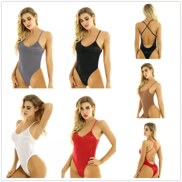 UK Sexy Women High Cut Leotard Jumpsuit See Through Monokini Swimwear Bodysuit