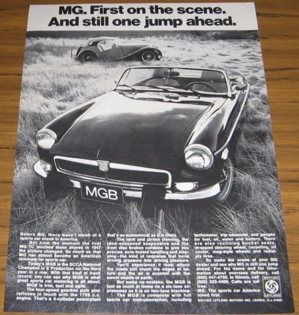 1974 Print Ad The '74 MGB Convertible & 1947 MG-TC
