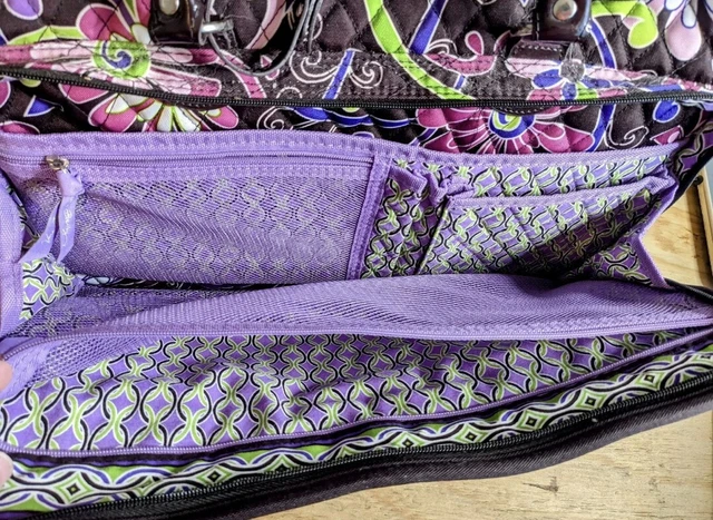 Vera Bradley Purple Punch Rolling Bag Travel Luggage Carry On 17" All Over Quilt 3