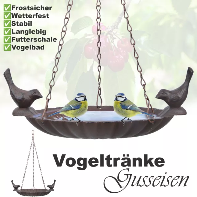 VOGELTRÄNKE METALL GUSSEISEN ZUM HÄNGEN Vogelbad Wasserstelle Futterstation NEU