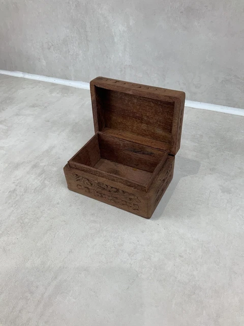 Boîte à Bijoux Vintage En Bois Sculpté Main - Ancienne - Occasion