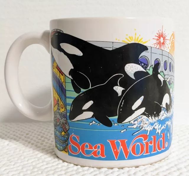 Vintage 1988 SeaWorld Orlando Coffee Mug Cup Southeast Glass & Ceramics Shamu