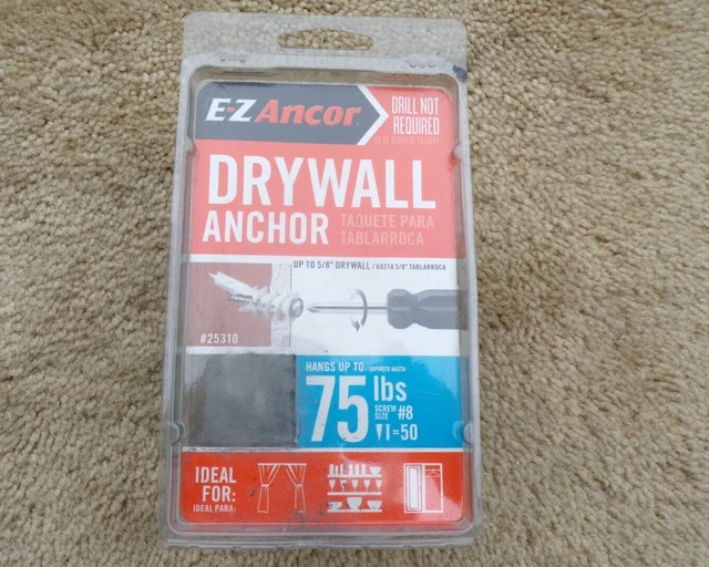 EZ Ancor 25310 Twist-N-Lock Nylon Medium Duty Drywall Anchors 75lbs / #8; g21
