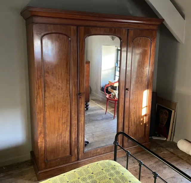 Antique Mahogany Combination Wardrobe with Mirror and Chest by Hampton and Sons