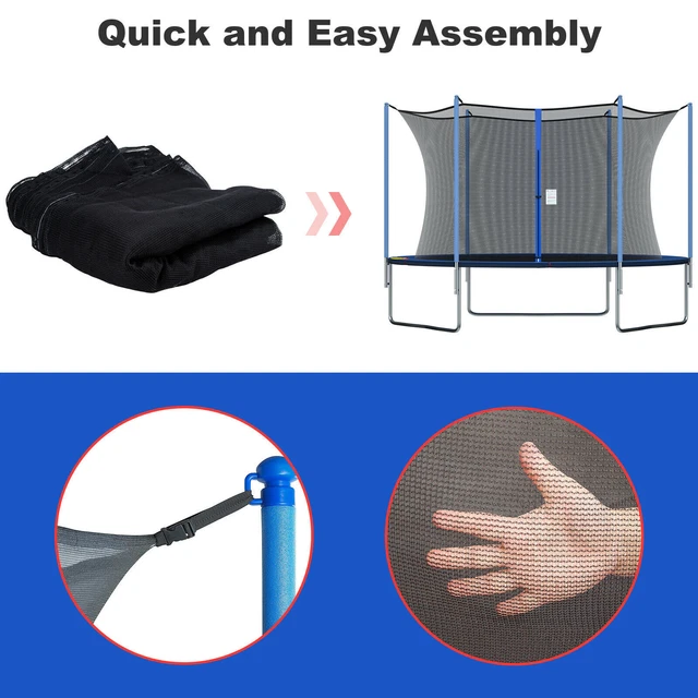 Trampoline Replacement Safety Enclosure Net for 12ft 13ft 14ft 15ft Adjustable