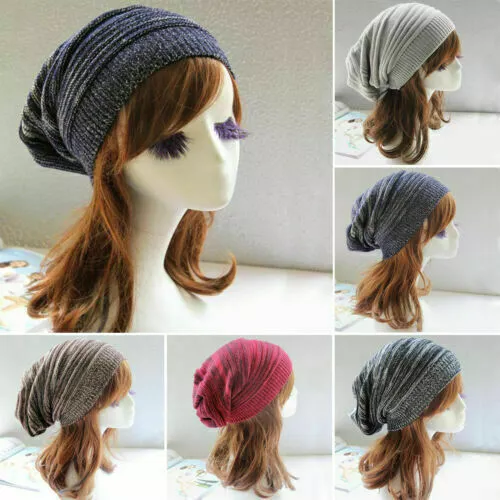 Womens Mens Baggy Knitted Wool Skull Hat Oversized Slouch Beanie Caps Outdoor