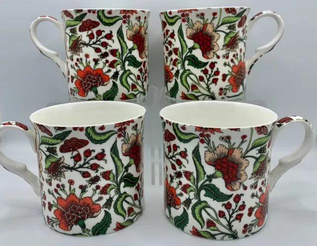 Heritage Stoke On Trent Fine Bone China Princess Mug Set 4 -Oriental Peony - A+