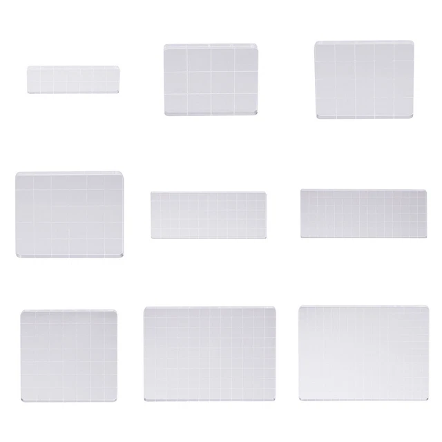 Acryl Stempelblock Klar Stanzwerkzeug Set mit Gitterlinie Sammelalbum Handwerk *Z