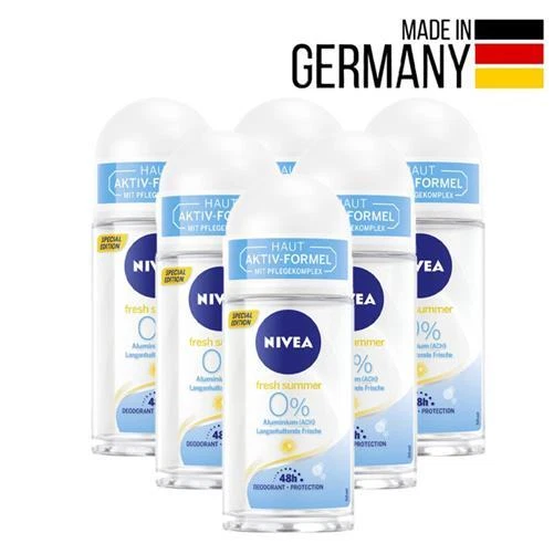 Nivea women Frais Été Déodorant Roll-On Aluminium Gratuit Parfumé Paquet De 6