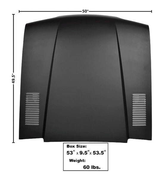 NEW 1987 - 1993 Mustang Hood 2" Cowl & Vents EDP Coated Metal Dynacorn - 3641QA