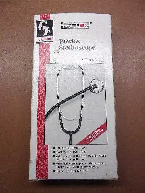 Vintage New Old Stock Bowles Stethoscope USA Made by Graham-Field in Orig. Box
