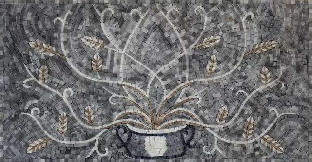 Handmade Wall Mural Floral Art Decorative Tile Marble Mosaic