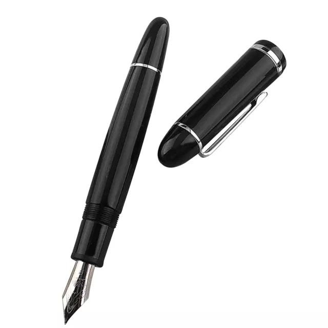 Jinhao X159 Fountain Pen Gift Black With Silver Clip Fine Nib Acrylic Screw Cap 2