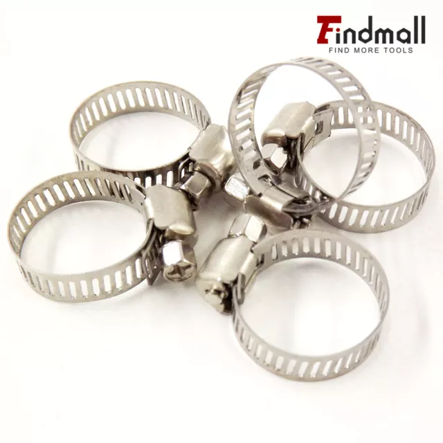 Findmall 50 Pcs 3/8"-1/2"Adjustable Stainless Steel Drive Fuel Line Hose Clamps
