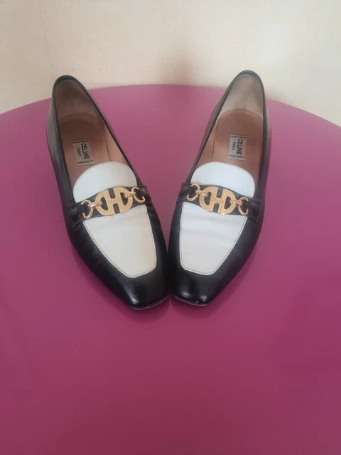 CELINE ANCIENNES CHAUSSURES ESCARPINS EN CUIR VINTAGE TRES CHIC pointure 38