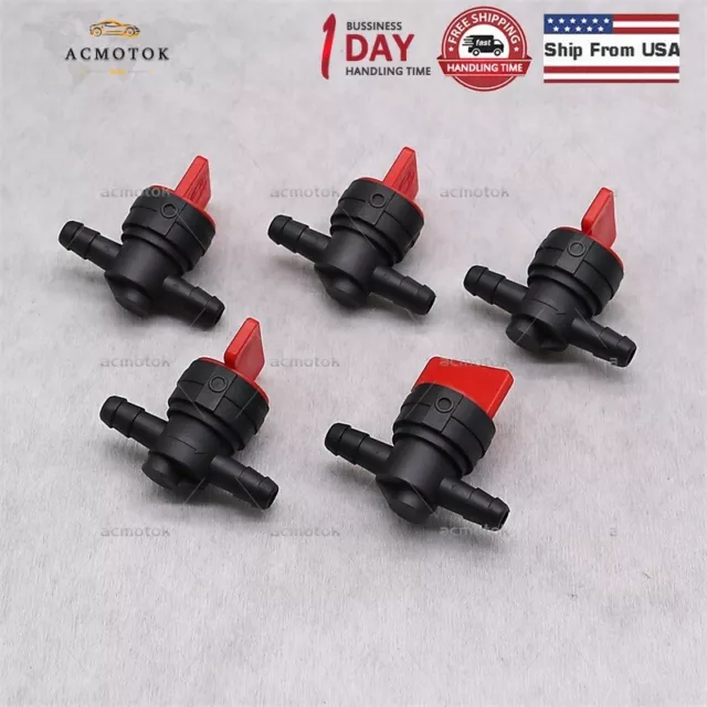 5pcs 1/4" InLine Straight Fuel Cut-Off Shut-Off Valve Petcock Riding Mower