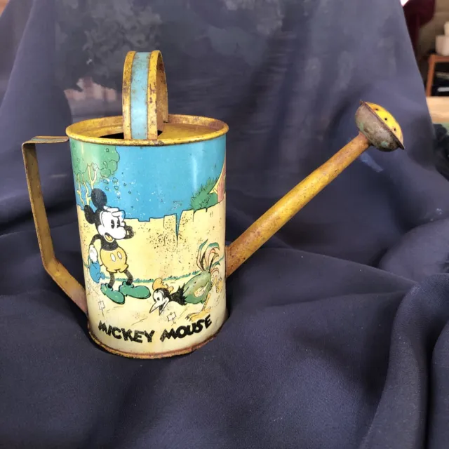 Vintage Original Early Walt Disney Mickey Mouse Tin Watering Can Ohio Art