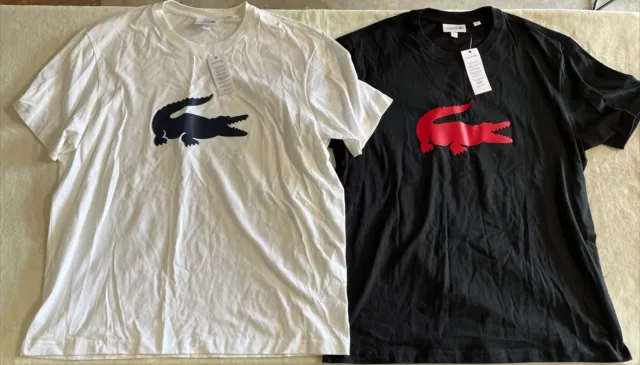 Lacoste Regular Fit T Shirt Lot of 2 size XXL NEW NWT Black White Alligator Logo