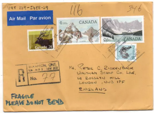 Kanada 1989 Mischfrankatur Luftpost Brief nach London; Canada letter Air Mail