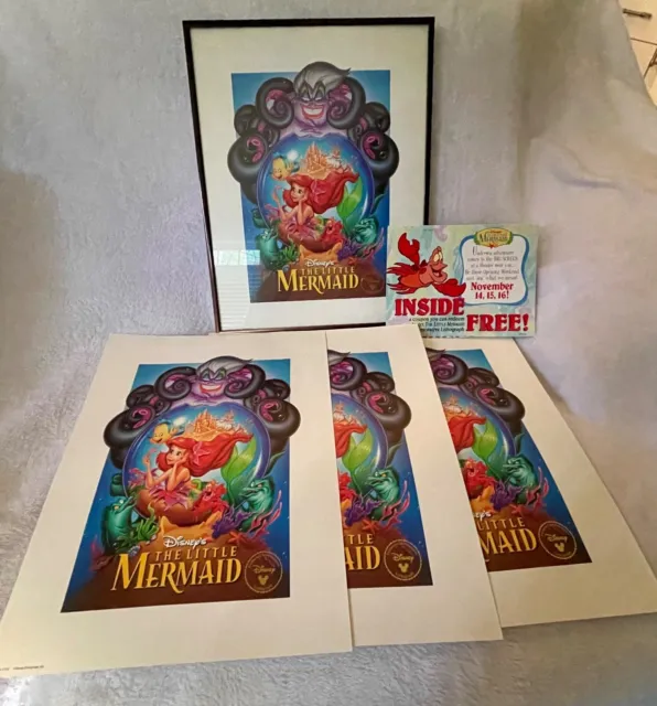 Rare Disney Little Mermaid Exclusive Commemorative Ariel& Ursula Lithographs Nos