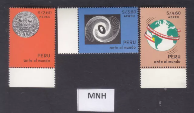 Sephil Peru Ante El Mundo Marginal Set Of 3 Fine Mnh Stamps
