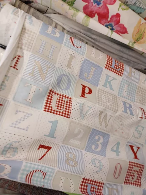 ABC, Fryett's Fabrics Alfabeto Diseño AZUL Color 32 Metros Rollo Envío Gratuito