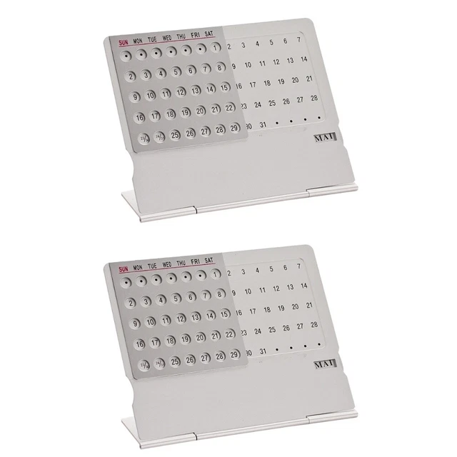1pc Mini calendrier de bureau ultra-mince en métal calendrier perpétuel agenda