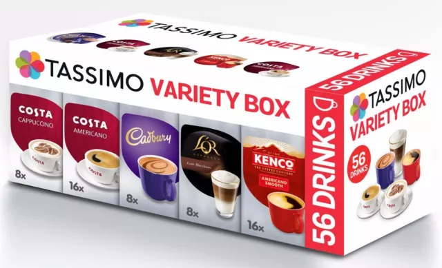 Tassimo Americano/Caramel Latte/Hot Chocolate/Chai Latte Bundle (48 Coffee  Pods)
