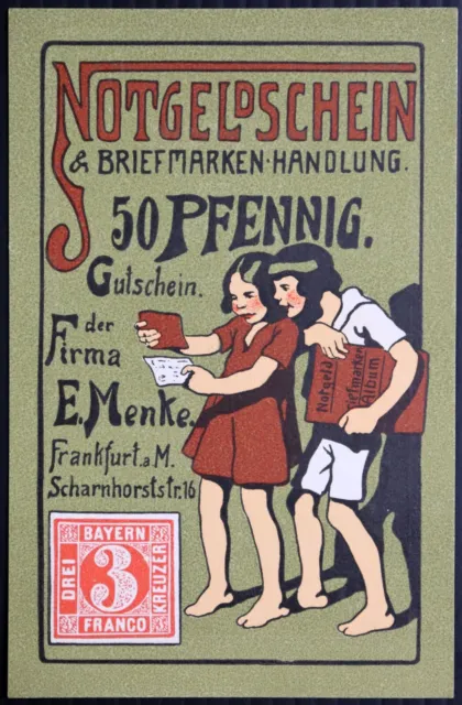 FRANKFURT "E. Menke, Stamp and Notgeld Dealer" Kids Collecting Notgeld! ca. 1921