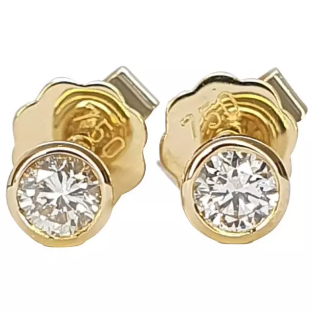 1 paire de boucles d'oreilles 750- Or jaune avec 2 diamants ensemble 0,30 F-IF