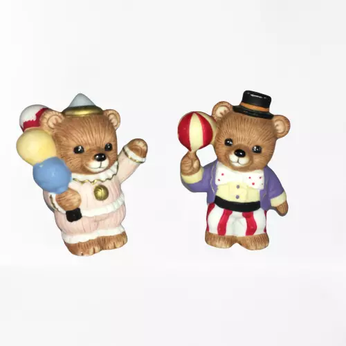 Vintage HOMCO Circus Clown Bears Porcelain Figurines Set of 2 1449 Teddy FLAWED