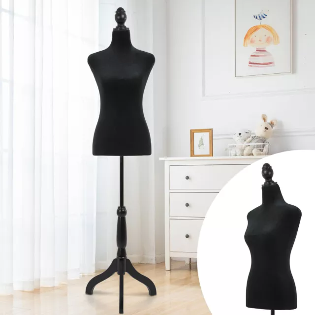 49-63 Inch Female Mannequin Torso Dress Form Display With Wooden Tripod Stand