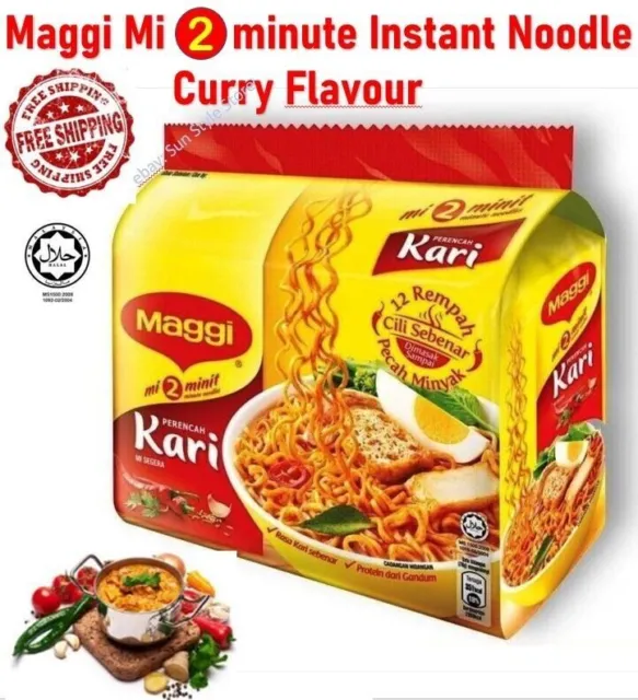 MAGGI Curry 2-Minutes Instant Noodles Delicious 1 Pack x 5 pcs FREE SHIPPING