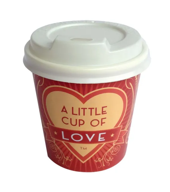 100 x 'A little Cup of Love' Disposable Coffee Cups 4oz (espresso, piccolo) 62mm